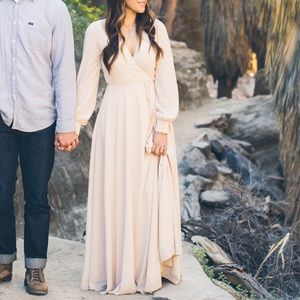 Lulu’s My Whole Heart Cream Long Sleeve Wrap Maxi